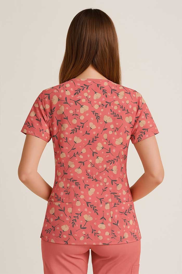 Peach Pluff Scrub Top - Scrubs for Clinic & Hospital