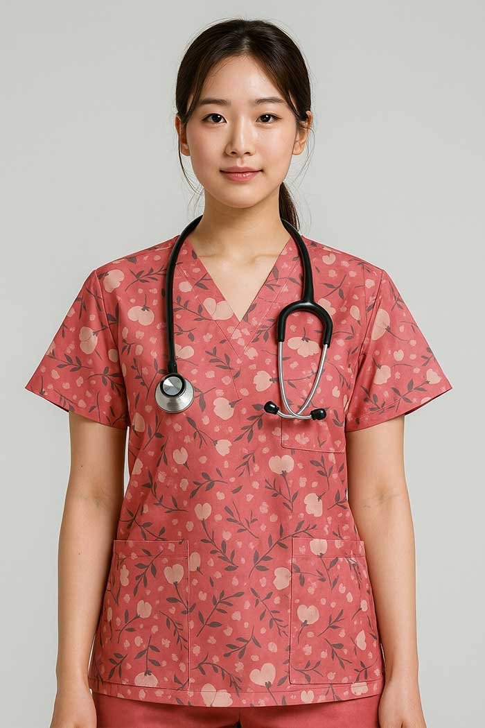 Peach Pluff Scrub Top - Scrubs for Clinic & Hospital