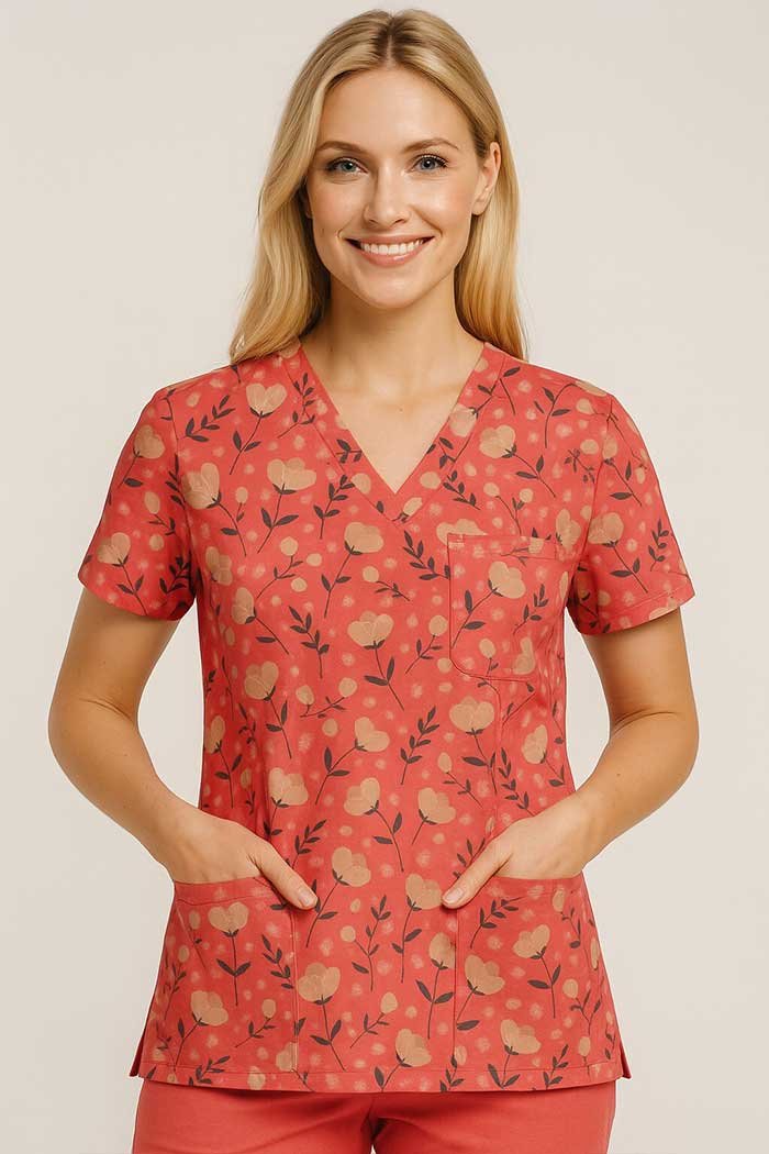 Peach Pluff Scrub Top - Scrubs for Clinic & Hospital
